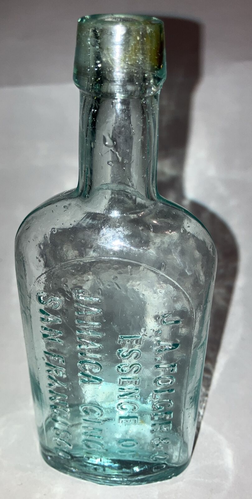 Atq J.A. FOLGER &CO ESSENCE OF JAMAICA GINGER SAN FRANCISCO Aqua Bitters Bottle