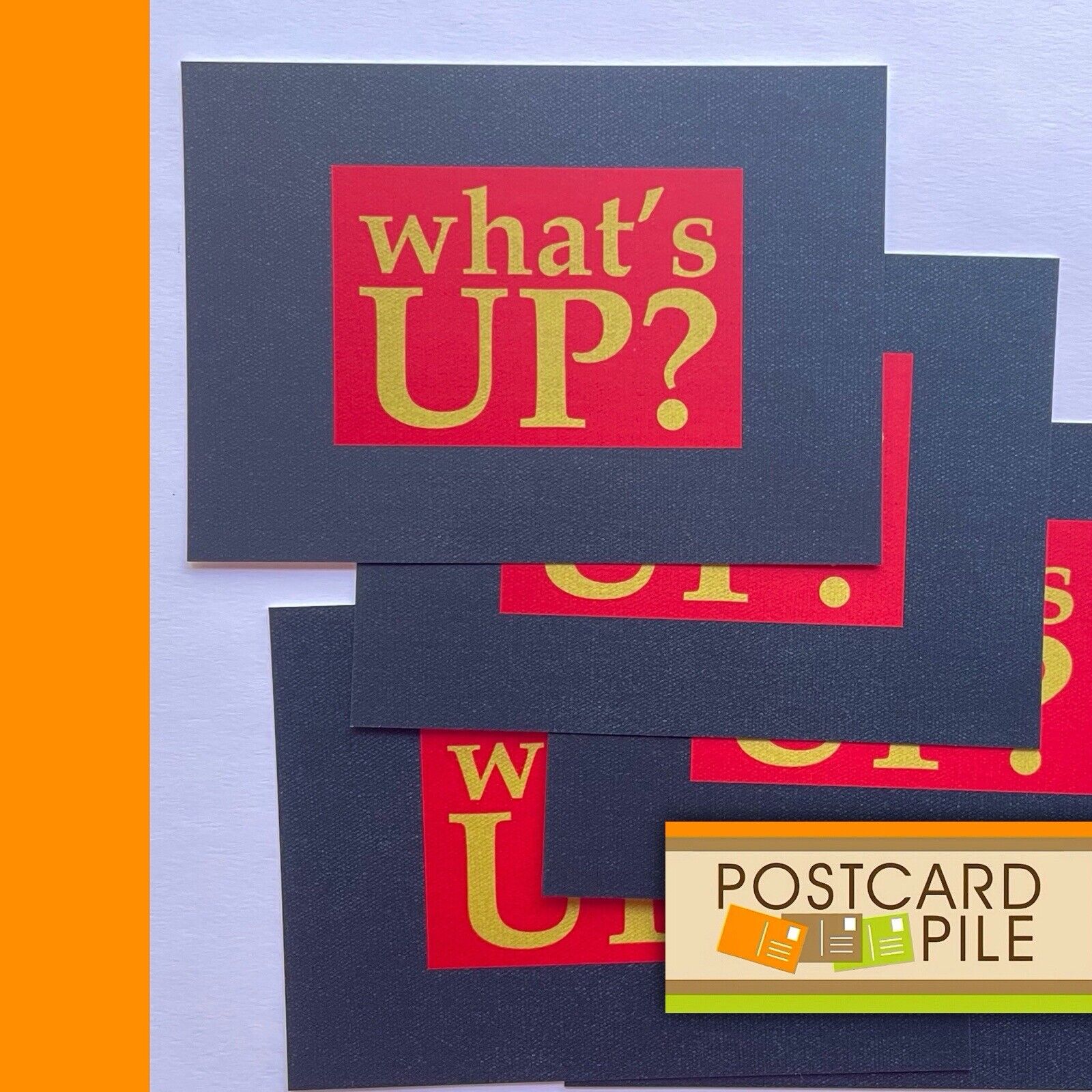 Unposted Postcards, Set Of 5, What’s Up? Red Square Postcard Lot Hello Hey Hi