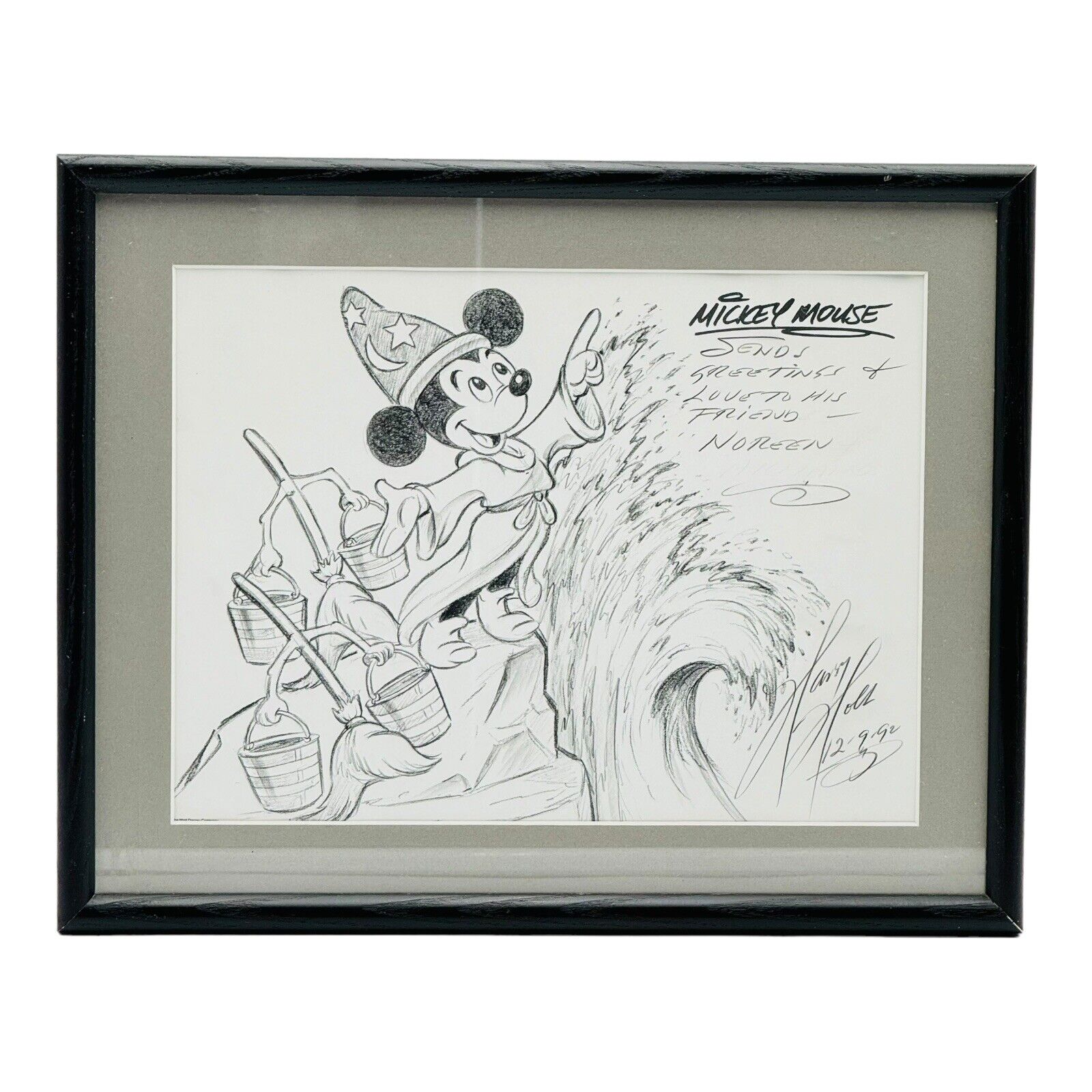 Walt Disney Harry Holt Mickey Mouse Fantasia Sketch Print Hand Signed 1992 12”