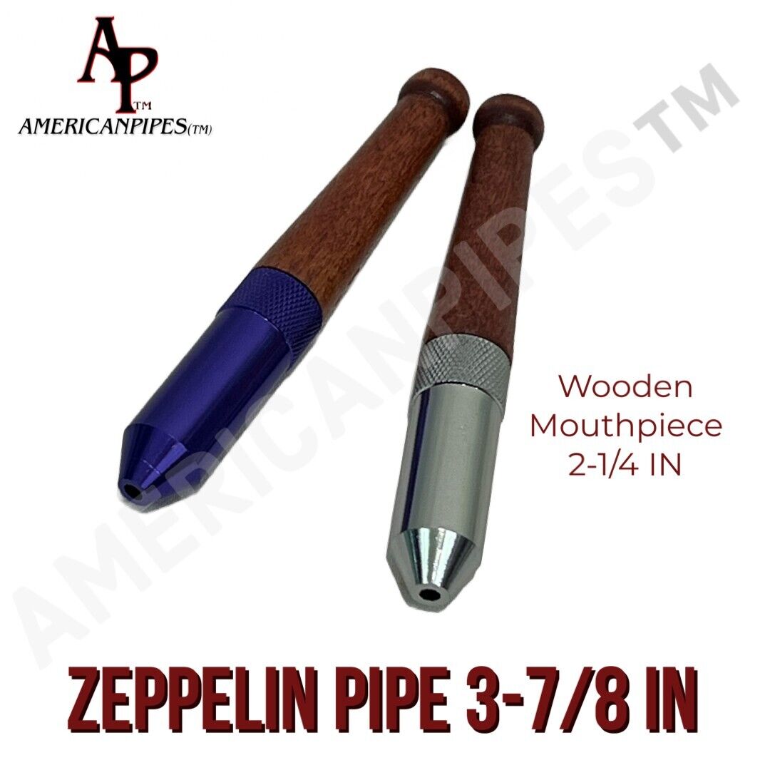 American Pipes™️ 2 Pcs Aluminum + Wood Zeppelin Bullet tobacco Smoking Pipe