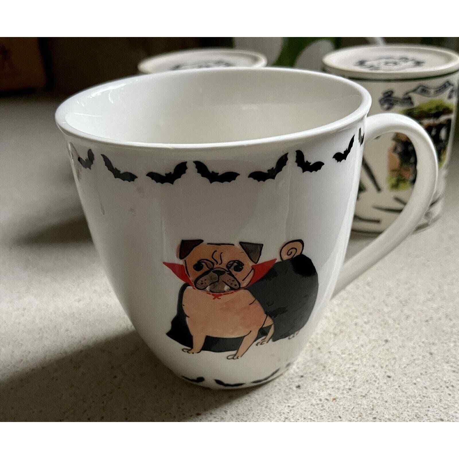 2022 MILLY GREEN Britain Halloween Count Pugular Coffee Mug Cup Pug Dracula Bats
