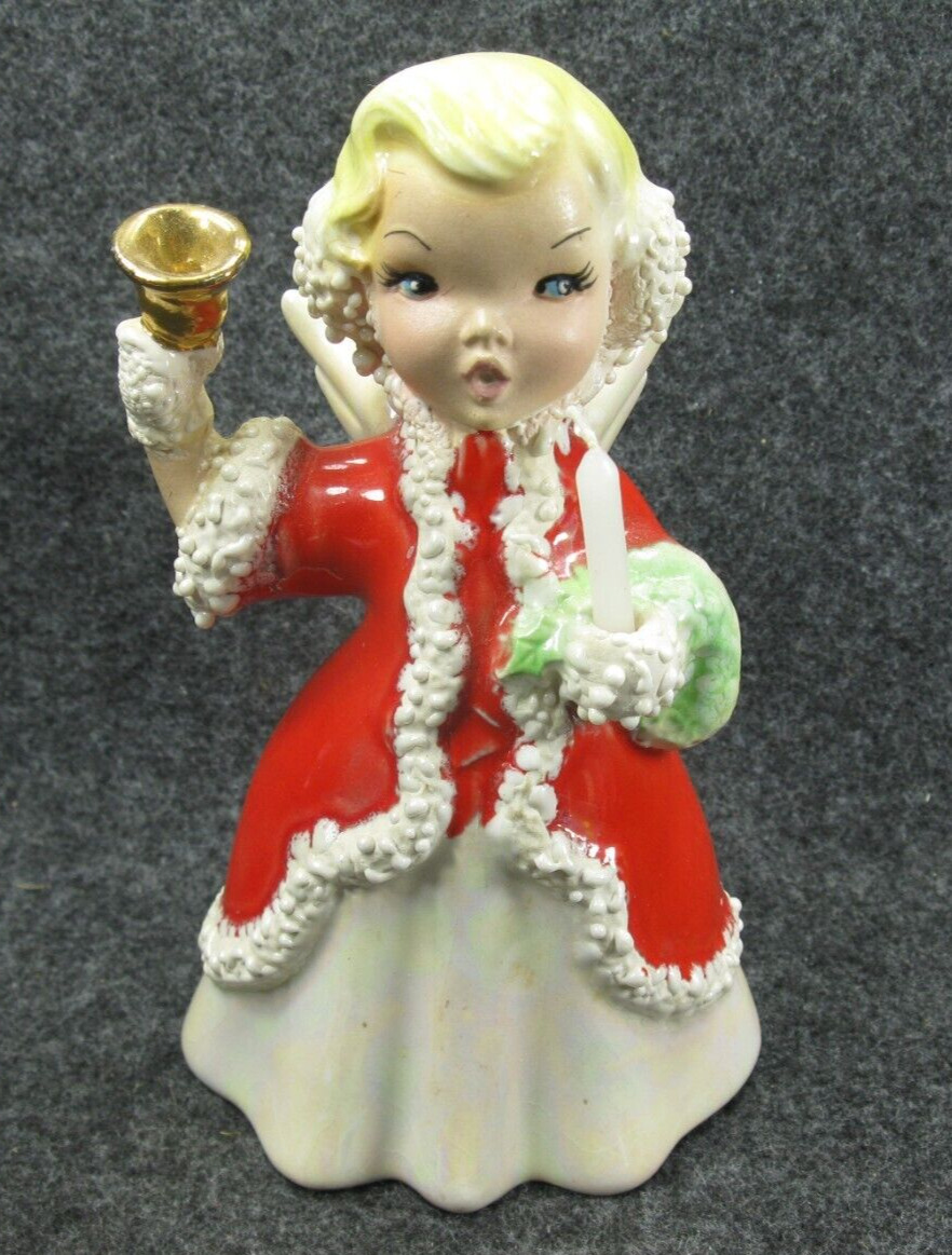 Holland Mold Caroling Christmas Angel with Bell and Candle Vintage