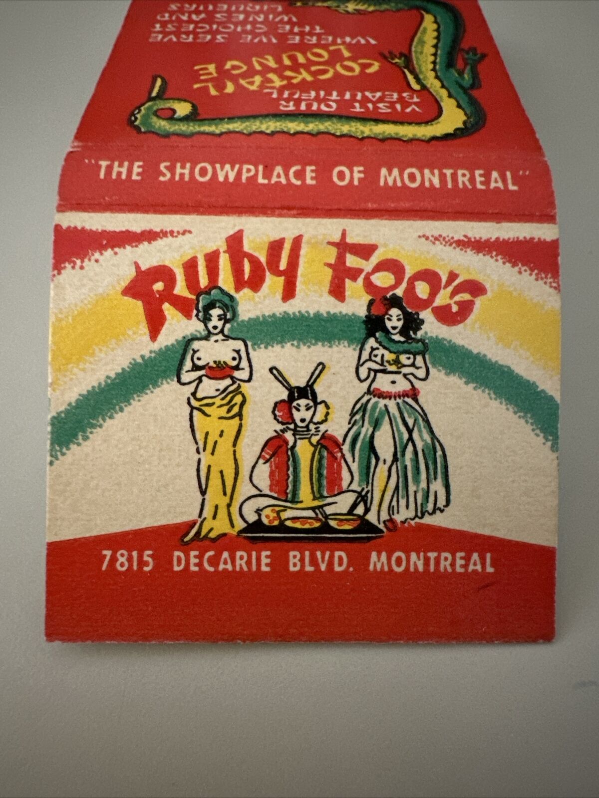 Vintage 1950s Ruby Foo’s Matchbook Cover Montreal Tiki Bar