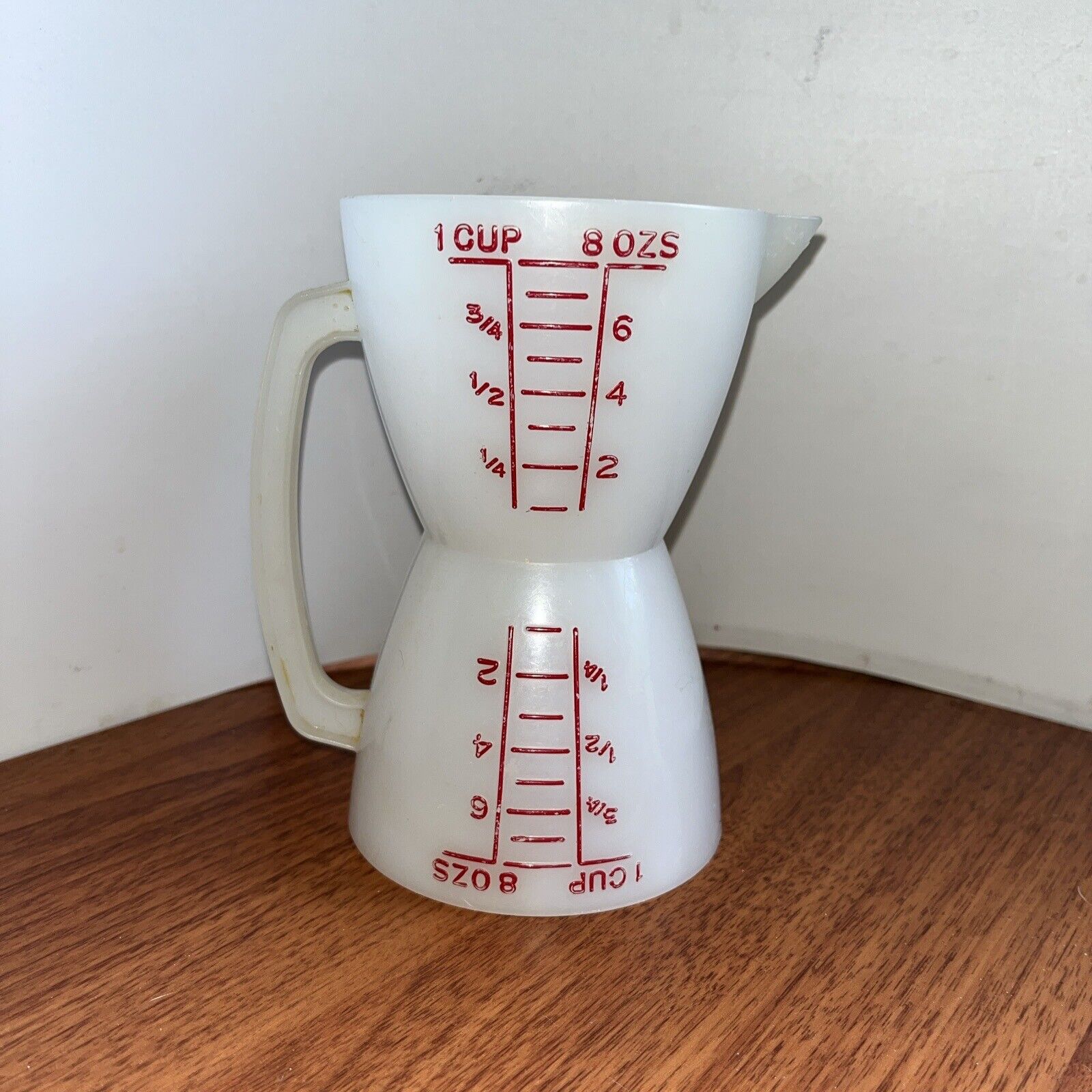 Vintage Tupperware Wet Dry  Double Sided Measuring Cup Red Lettering One Cup
