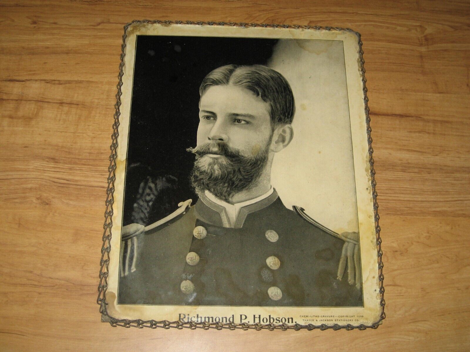 1898 Chain Picture Lithograph-Admiral Richmond P. Hobson-Spanish American War
