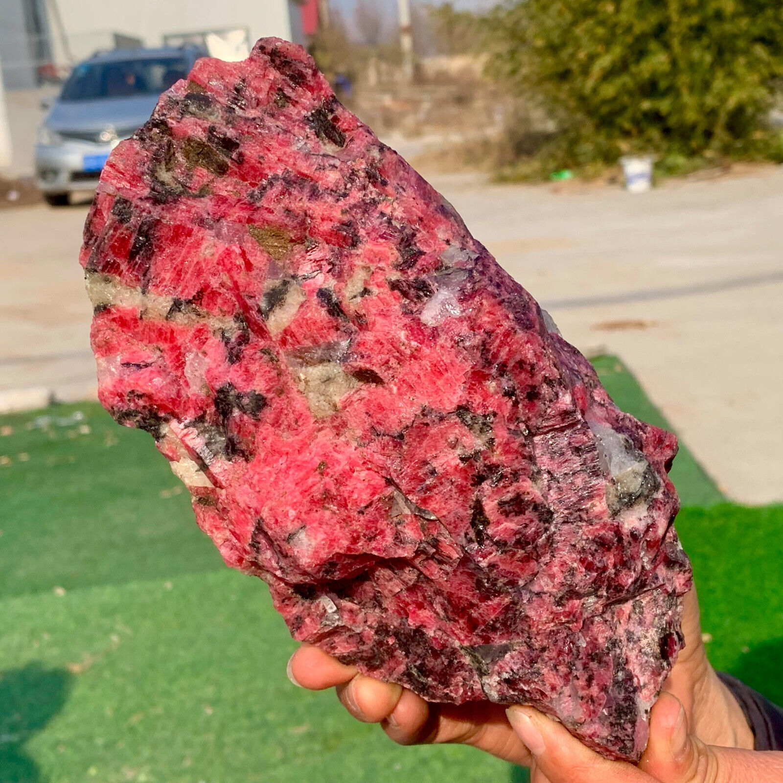 3.88LB Amazing nature pink Rhodonite raw crystal mineral specimens