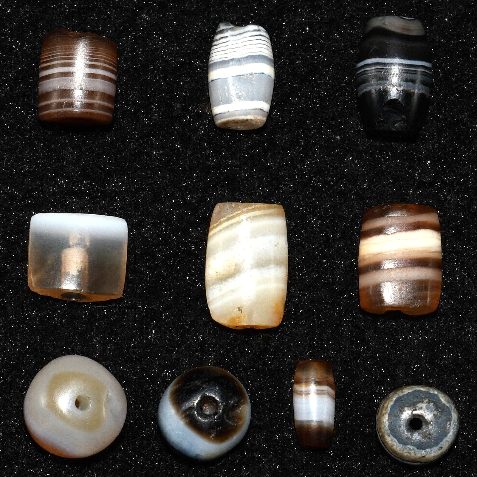 10 Genuine Ancient Bactrian & Greek Agate Stone Beads in Perfect Condition
