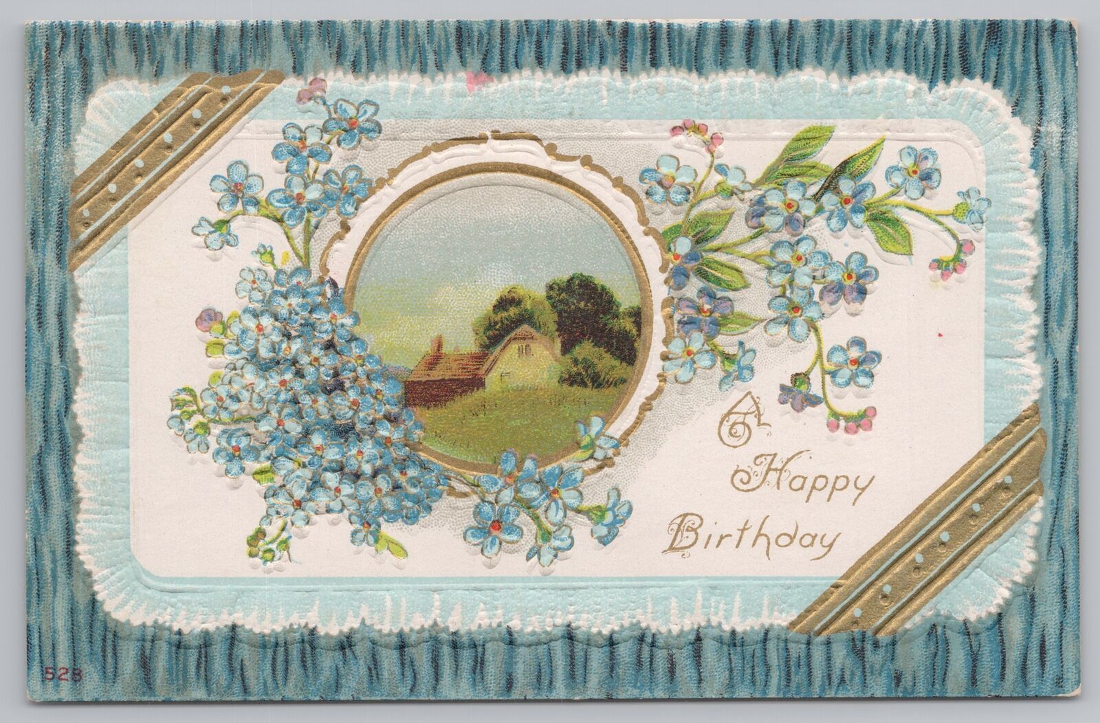 Greetings~Forget Me Nots Home & Birthday Greeting~Vintage Postcard