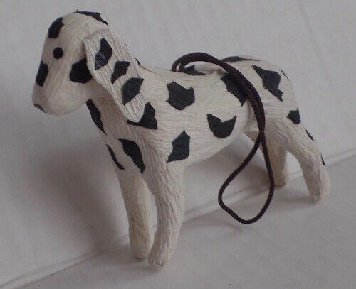 Dalmatian Dog Vintage Paper Mache Ornament Figure Black and White Dog