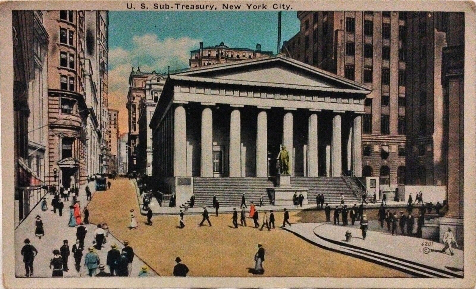 Postcard US Sub-Treasury New York City Federal Hall White Border Vintage 