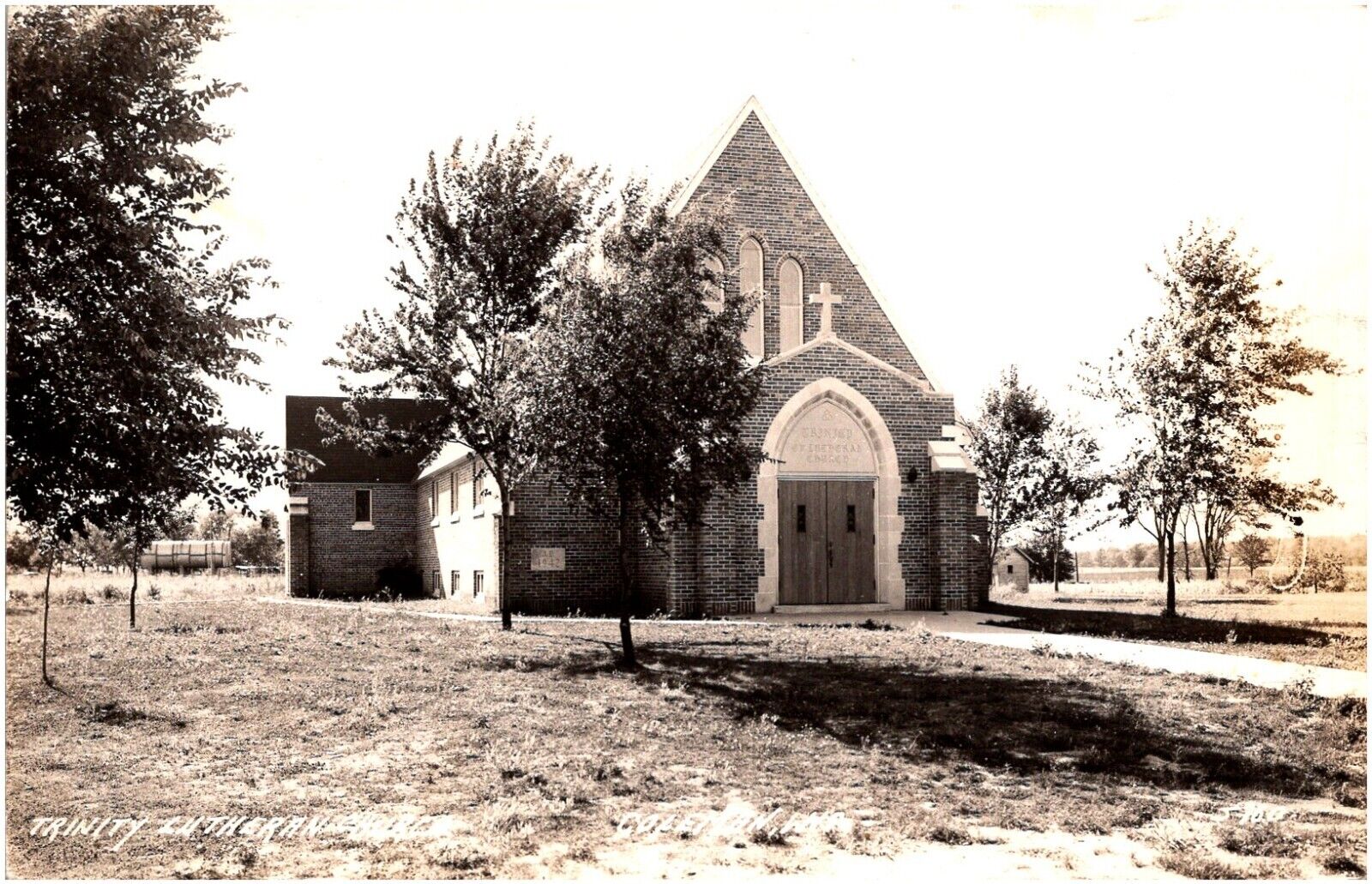 Trinity Lutheran Church in Coleman Wisconsin WI 1945 RPPC Postcard Photo