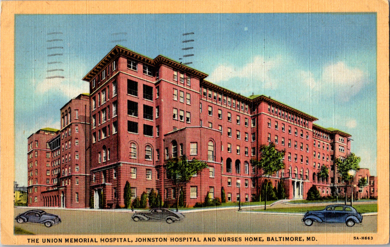 Vintage 1946 Union Memorial Johnston Hospital, Nurses Home Baltimore MD Postcard