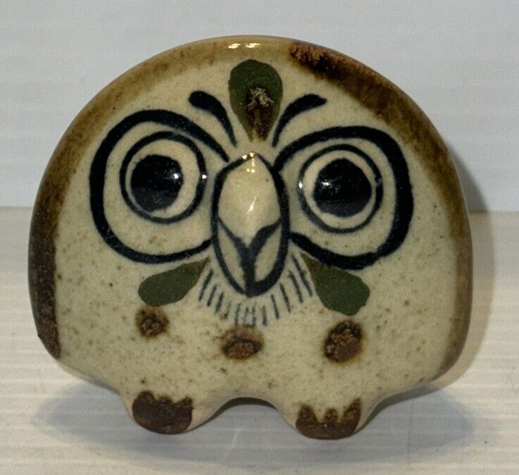 Vintage Jorge Wilmot Tonala Owl Figurine Mexican Folk Art Pottery Signed W 2.25”
