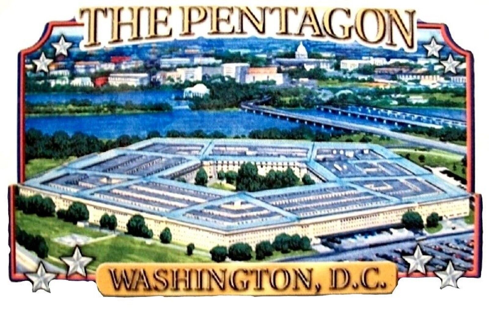 The Pentagon Montage Artwood Fridge Magnet