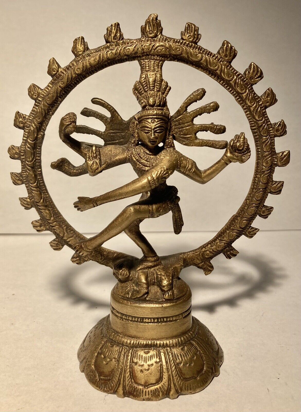 Dancing Shiva as Nataraja Sculpture Brass 5.5”