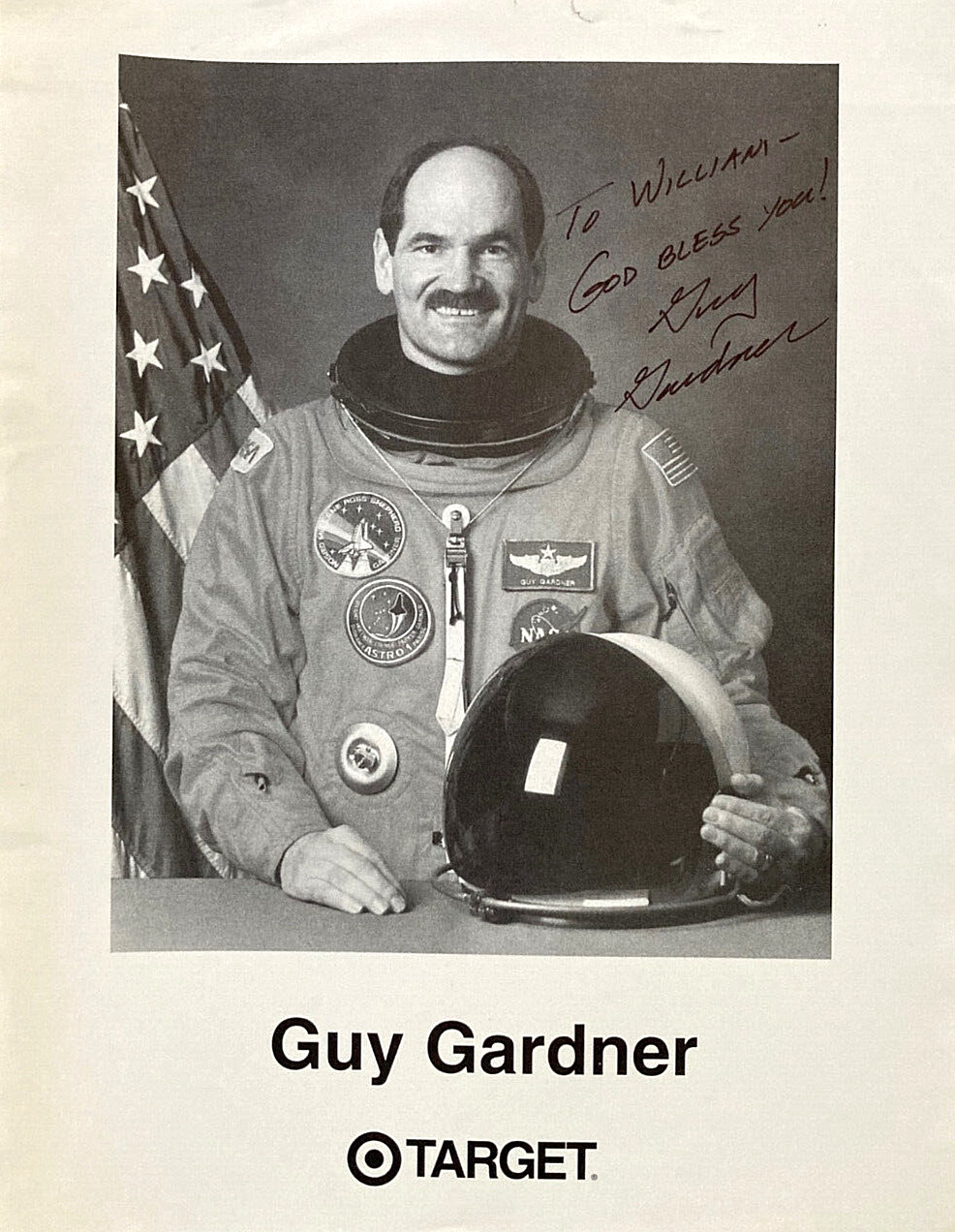 ORIGINAL - U.S. NASA ASTRONAUT GUY S. GARDNER - INSCRIBED AUTOGRAPHED LITHO