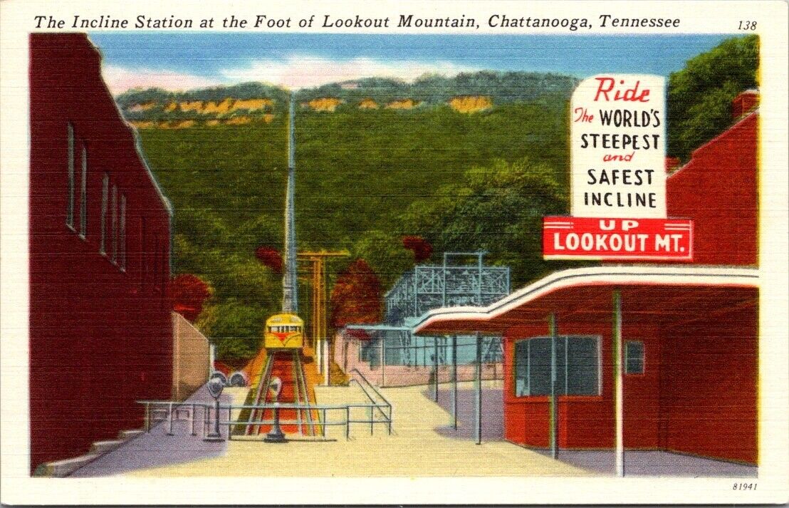 Chattanooga, Tennessee Incline Station at the Foot of Lookout Mountain Postcard 