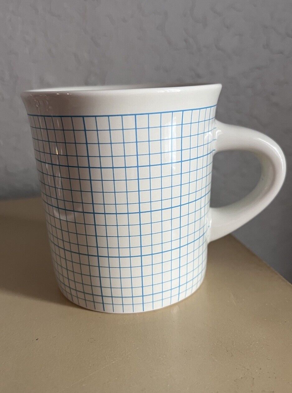 FISHS EDDY Vintage Rare Graph Paper Design Coffee Mug 8 Oz Architecture Grid