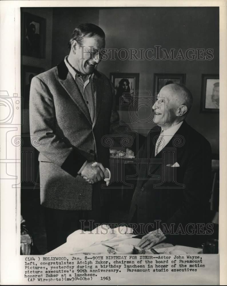 1963 Press Photo Actor John Wayne at Adolph Zukor's 90th Birthday Luncheon