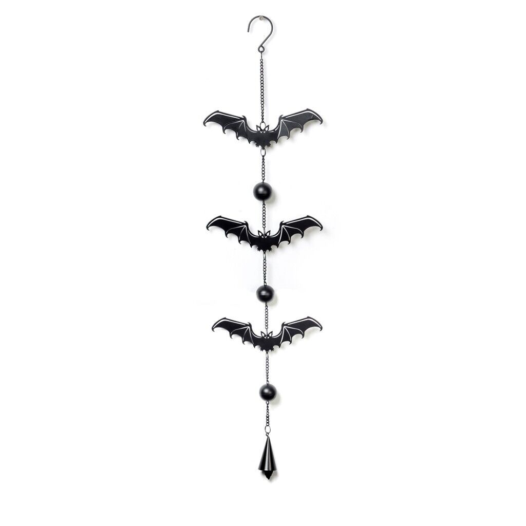 Alchemy Gothic Black Metal Bat Wind Chime Hanging