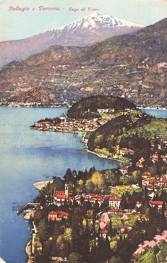 Postcard Bellagio e Varenna Lago di Como Lake Italy
