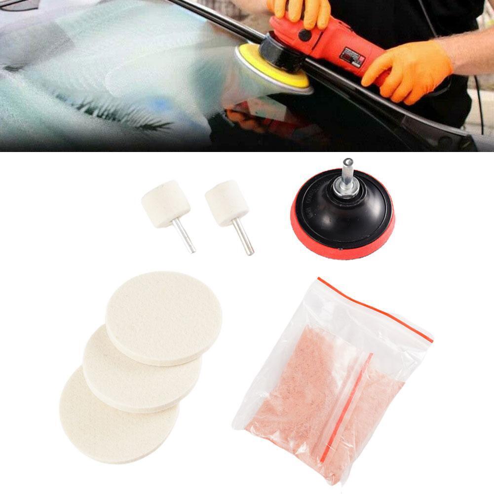 8x Cerium Oxide Glass Polishing Kit Windscreen Scratch Hot Felt Remover Pad =-=