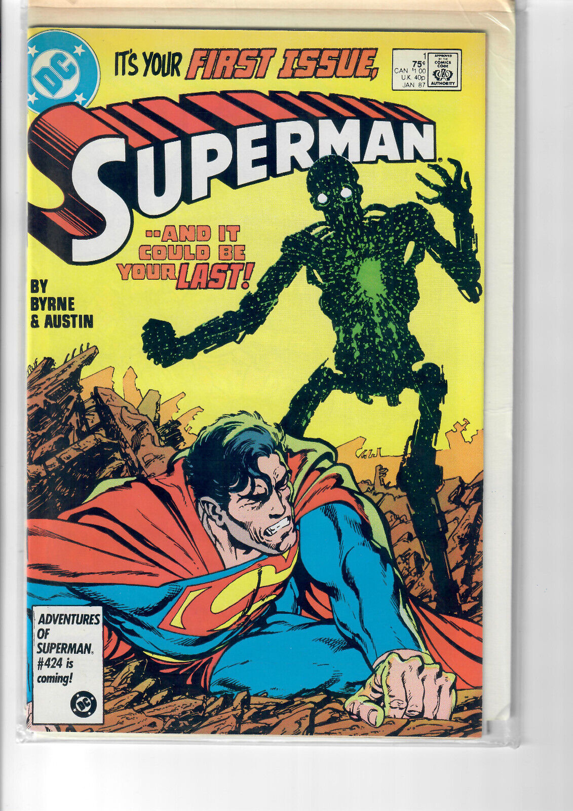 VINTAGE SUPERMAN #1 DC 1987 TITLE REBOOT INTRODUCE NEW METALLO JOHN BYRNE ART NM
