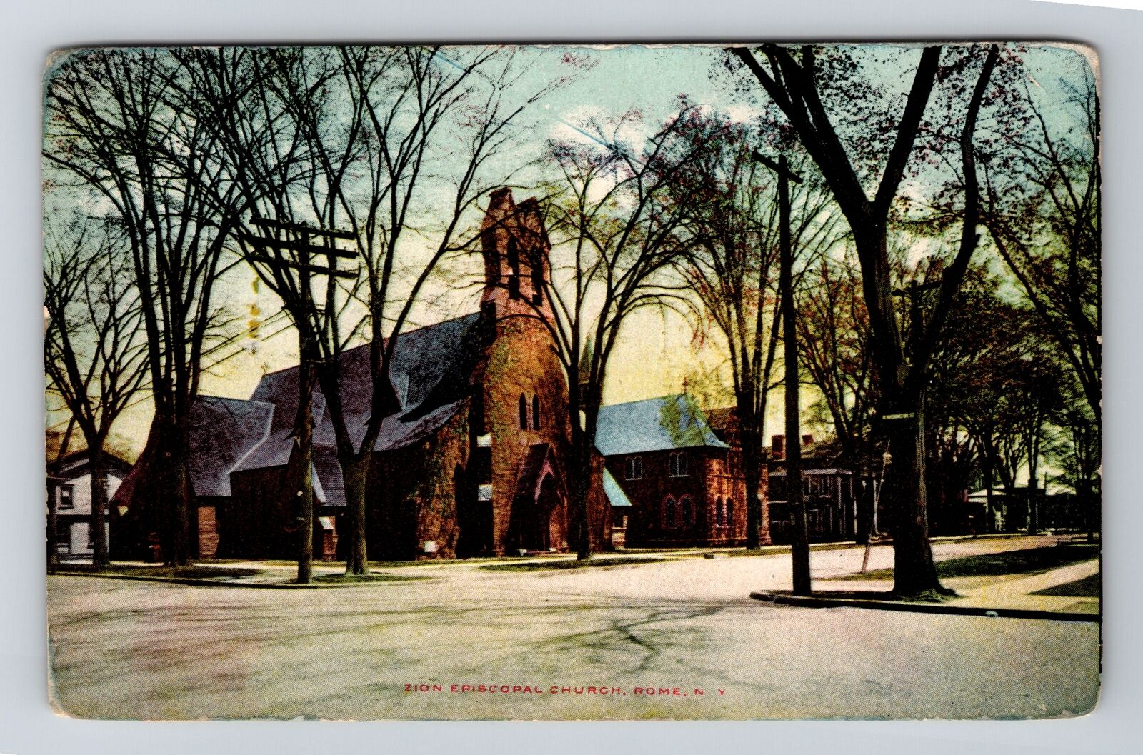 Rome NY-New York, Zion Episcopal Church Vintage Souvenir Postcard