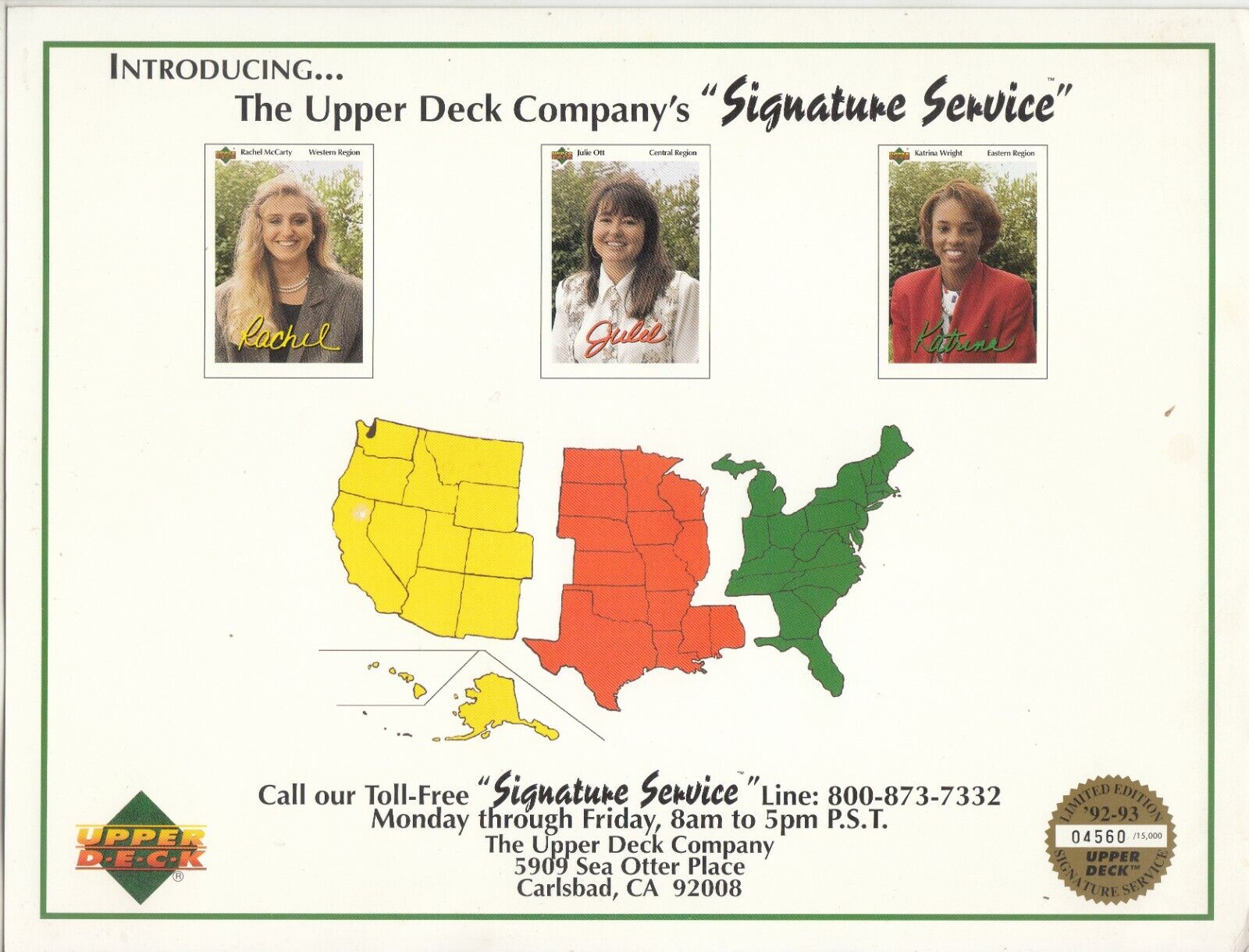 Introducing The Upper Deck Company\'s SIGNATURE SERVICE Promo Sheet #\'d 