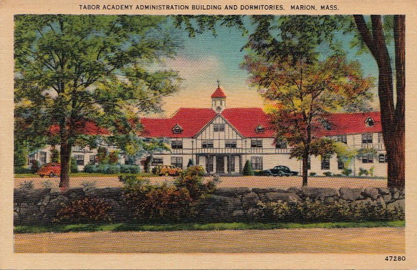 Postcard Tabor Academy Administration Building Dormitories Marion MA