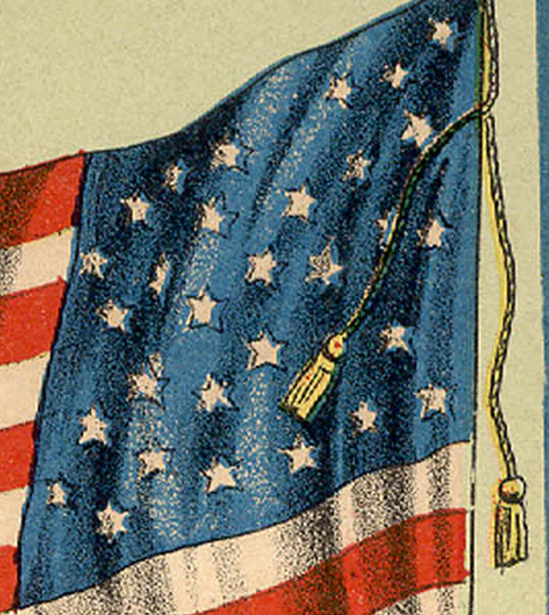 1880s OUTSTANDING OLD UNITED STATES FLAG, BEAUTIFUL STOCK CARD,  TC1072