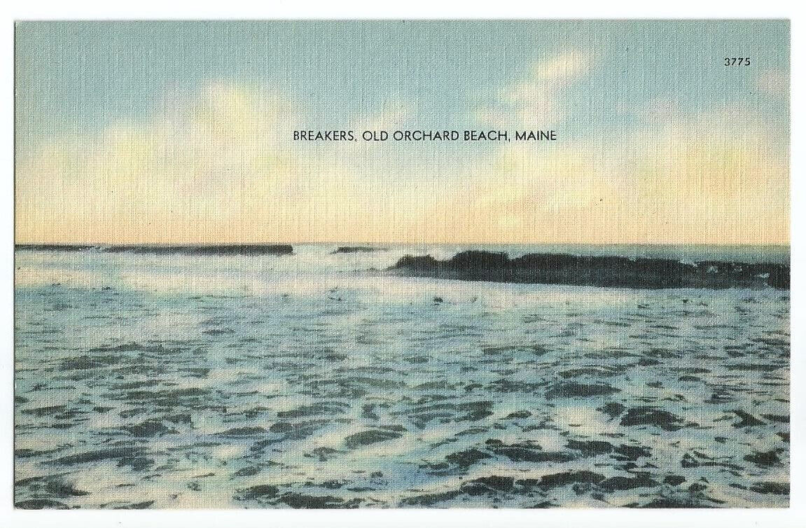 Old Orchard Beach ME Postcard Maine Breakers Surf Ocean