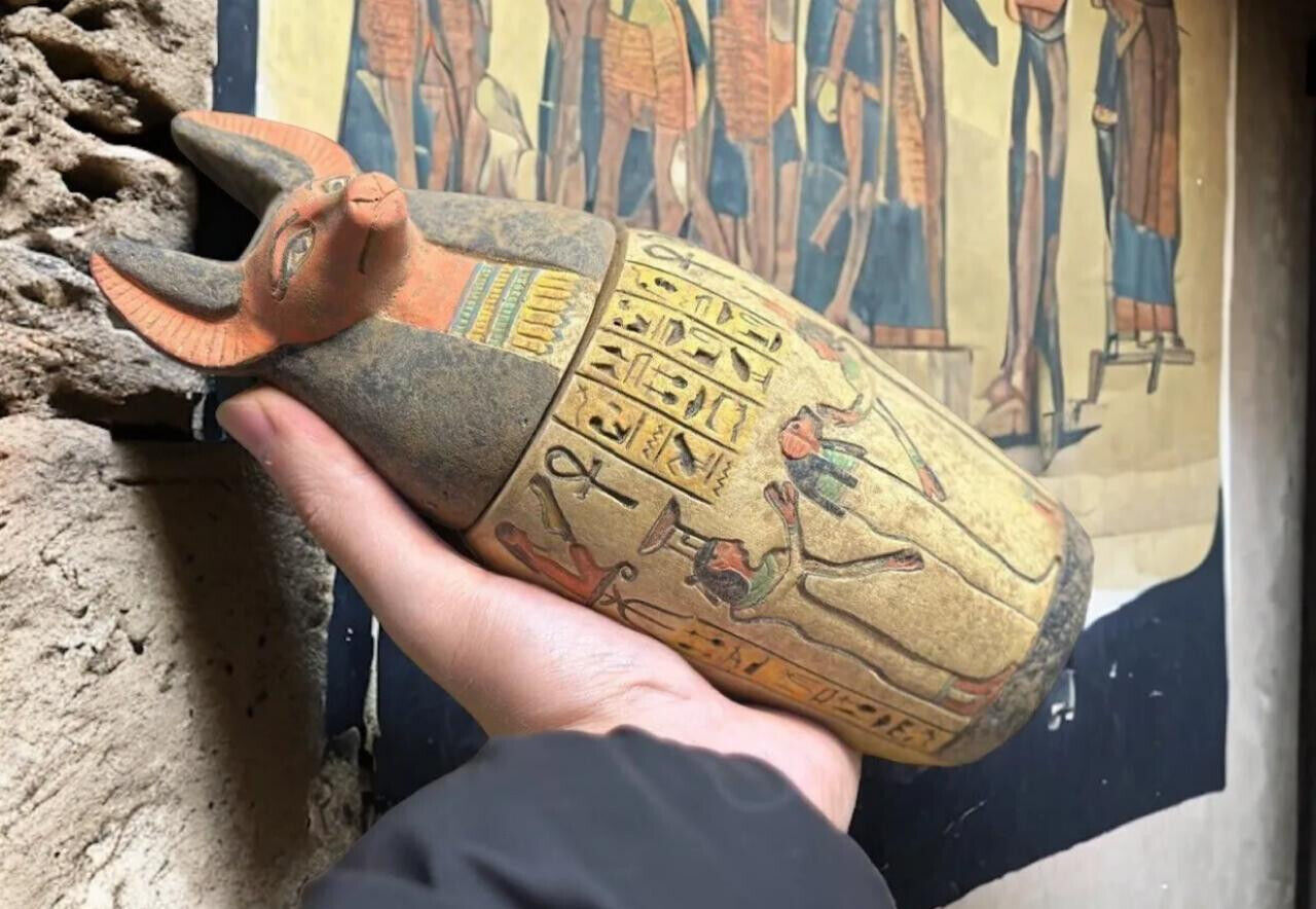 Ancient  Antiquities Canopic jars (sons of Horus) jars for mummification Rare BC