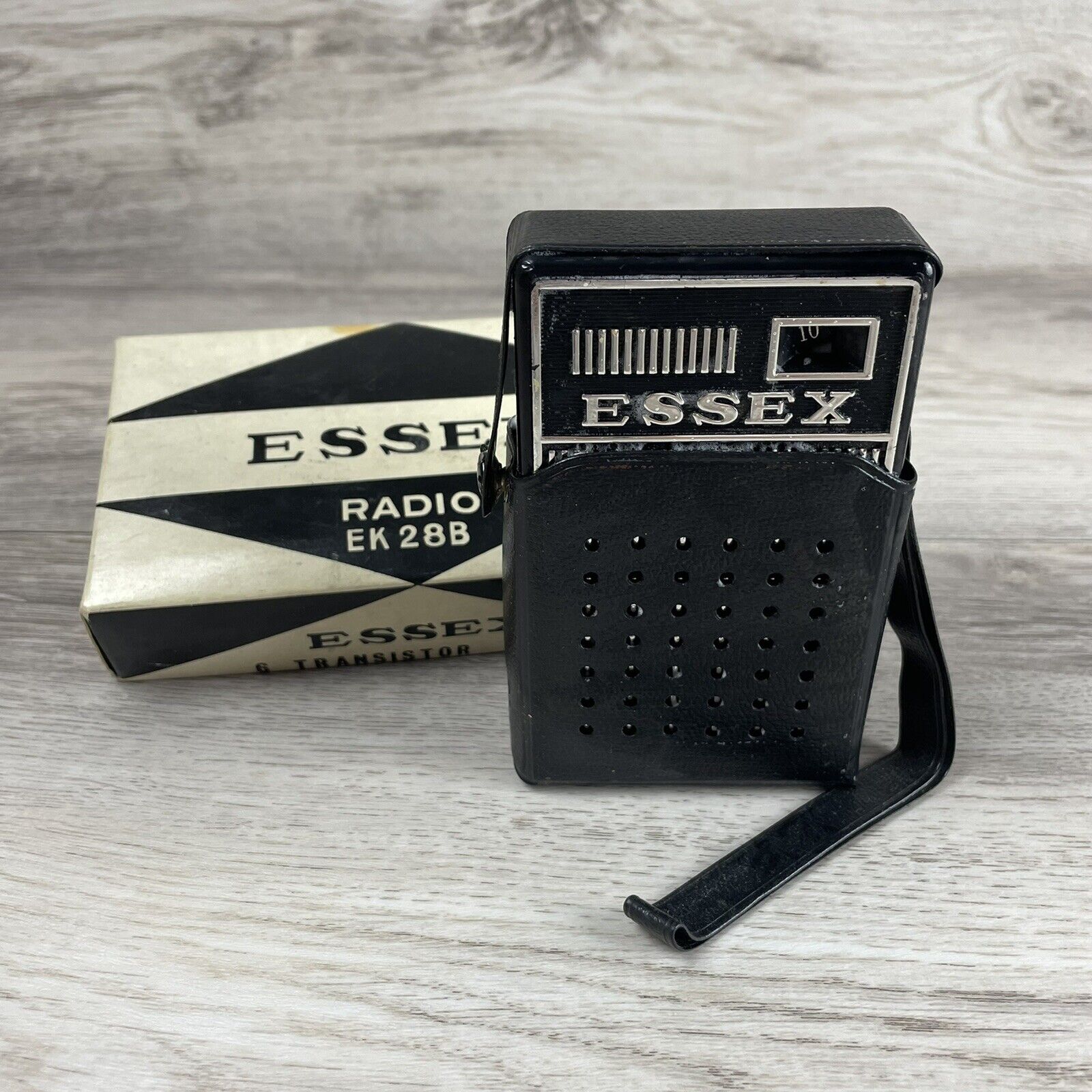 Vintage ESSEX Ek 28B Transistor Radio Original Wrapped Battery Case And Box