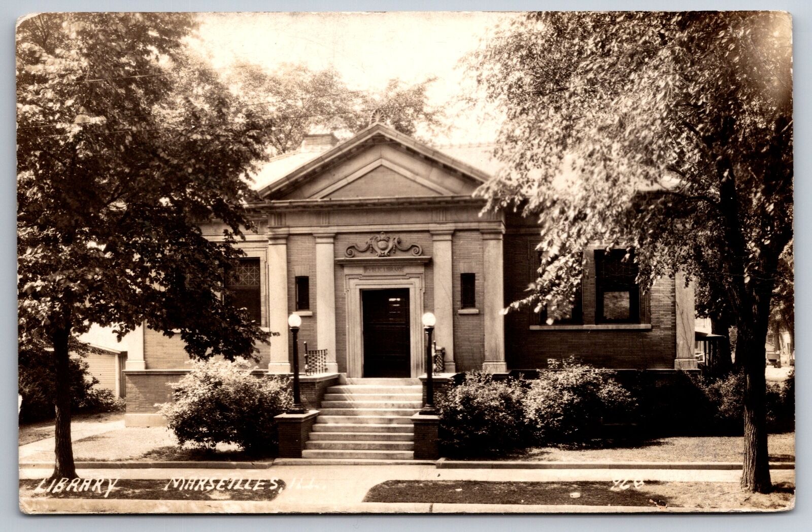 Marseilles Illinois~Public Library~1940s RPPC