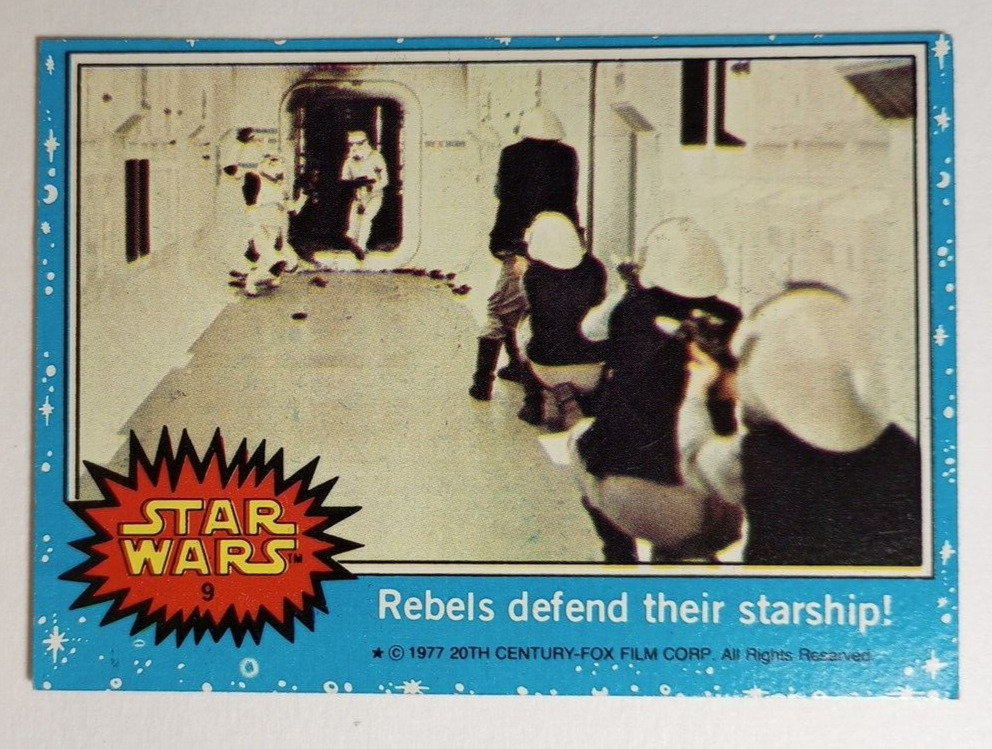 1977 Topps Star Wars blue series 1 Rebels Defend Starship Card #9 