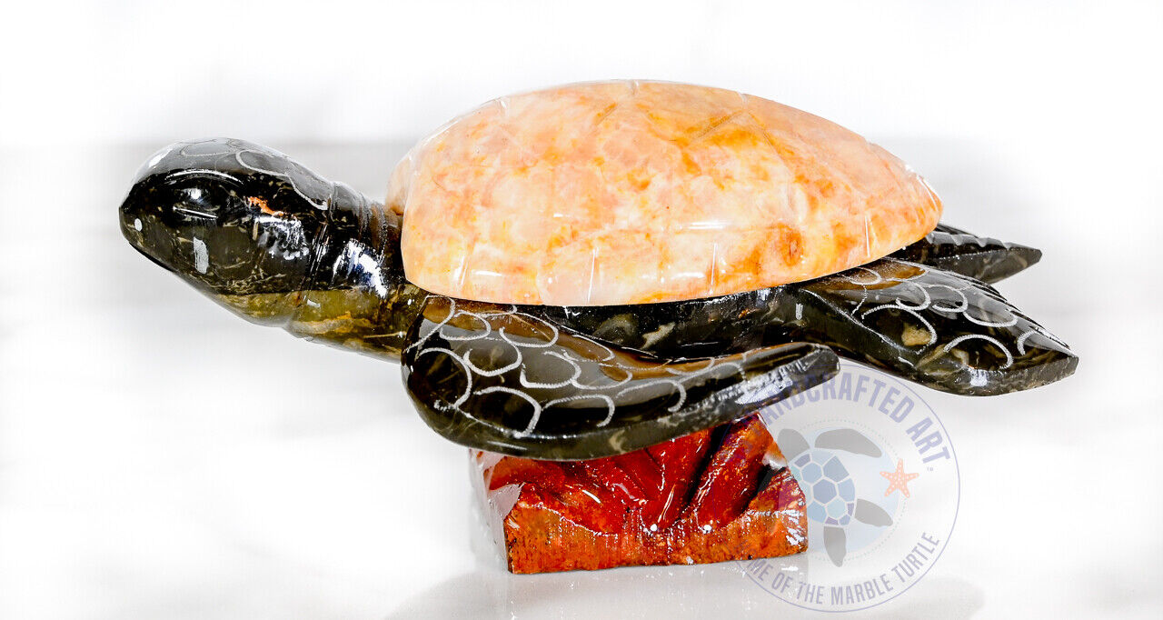 Hand Carved Marble Stone Sea Turtle Figure 5\