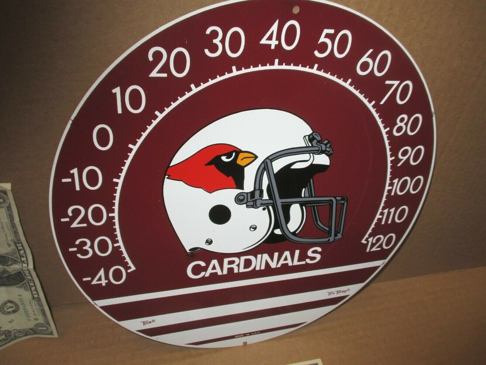 ST LOUIS CARDINALS -- Thermometer Sign - NFL FOOTBALL - MISSOURI TEAM -- UNUSUAL