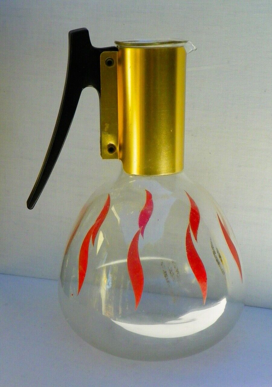 Vtg MCM ☕ Glass COFFEE CARAFE ☕ Colony, Flame Pattern Sides, Mid-Century