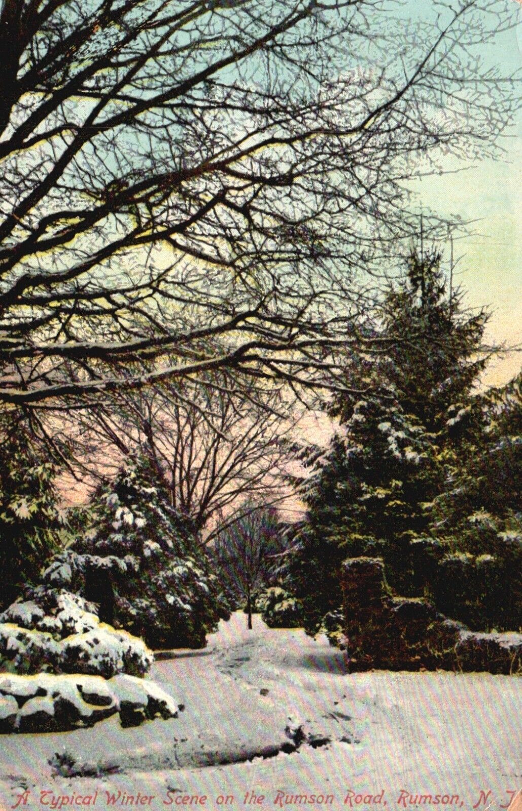 Postcard NJ Rumson Typical Winter Scene on the Rumson Road Vintage PC J4628