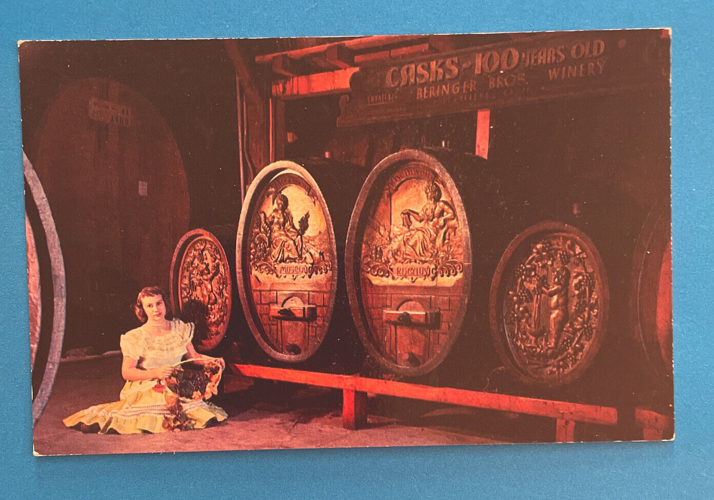 ST. HELENA California CA BERINGER BROS. WINERY Napa Valley Vintage Postcard Cask
