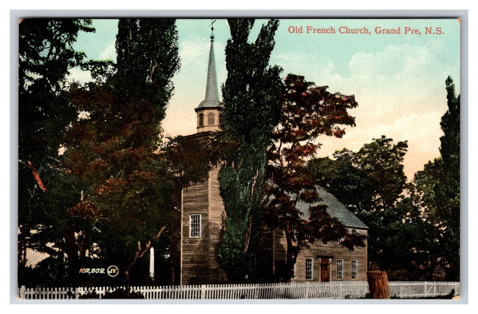 Old French Church Grand Pre Nova Scotia Canada DB Postcard R29