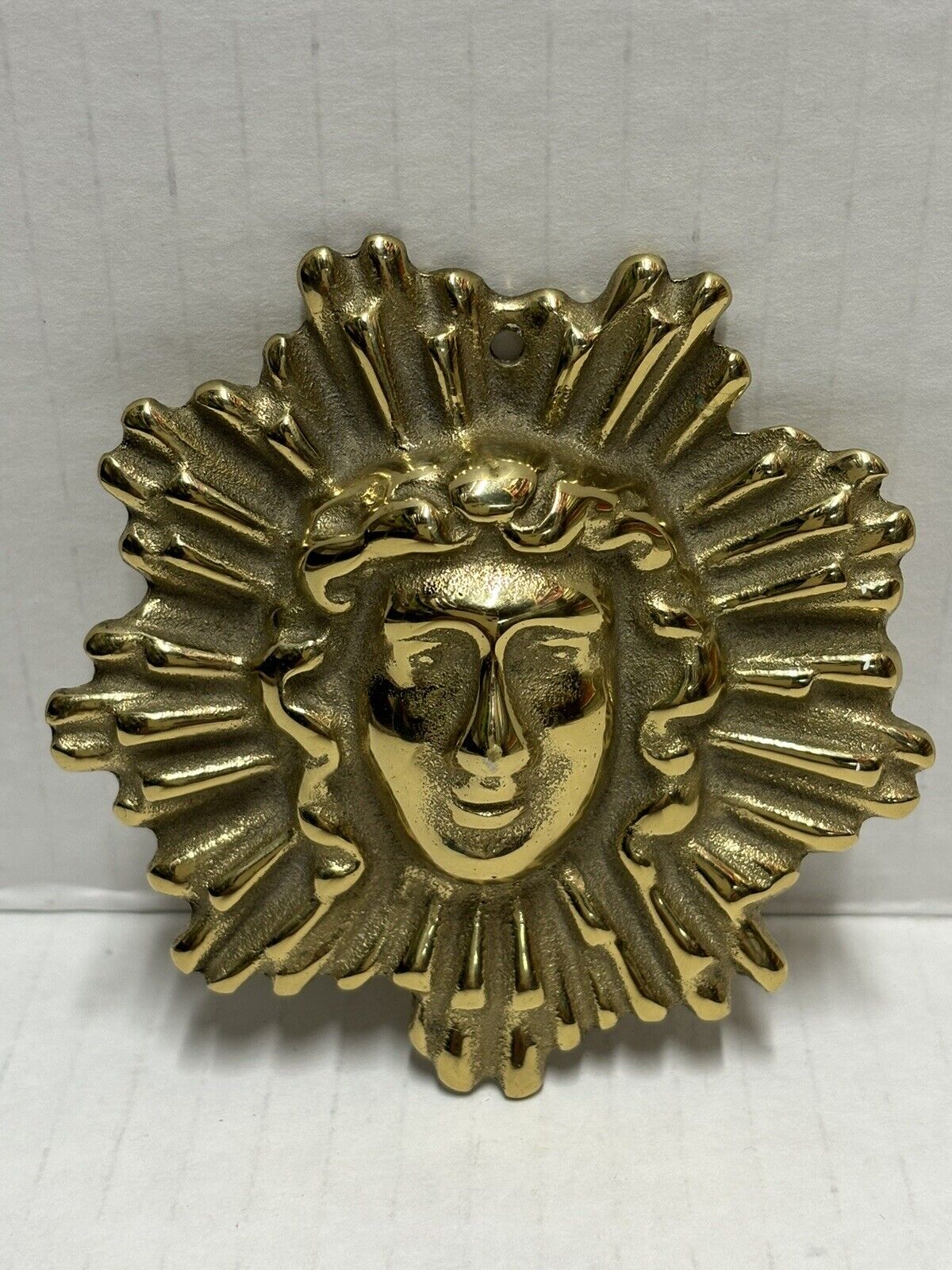 Brass Medusa Wall Hanging Small 3.25” tall Signed 1990 The New Port Collection