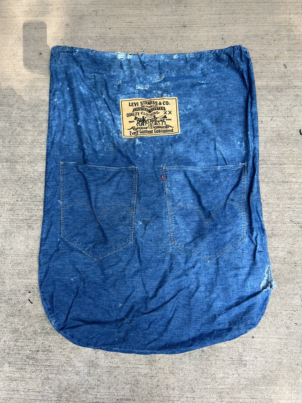 Vintage Levi’s Denim Laundry Bag 1970’s Distressed Workwear