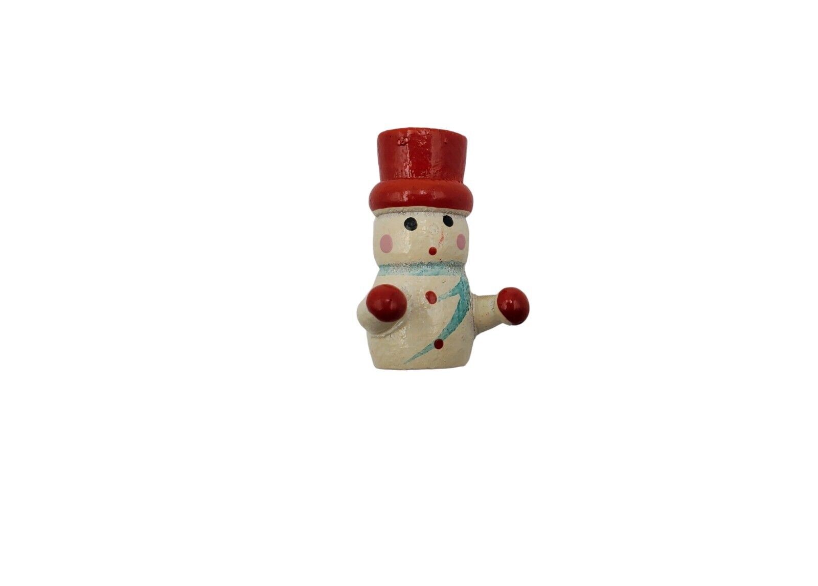 Vintage Cute Miniature Painted Wooden Winter Christmas Season Snowman Decor