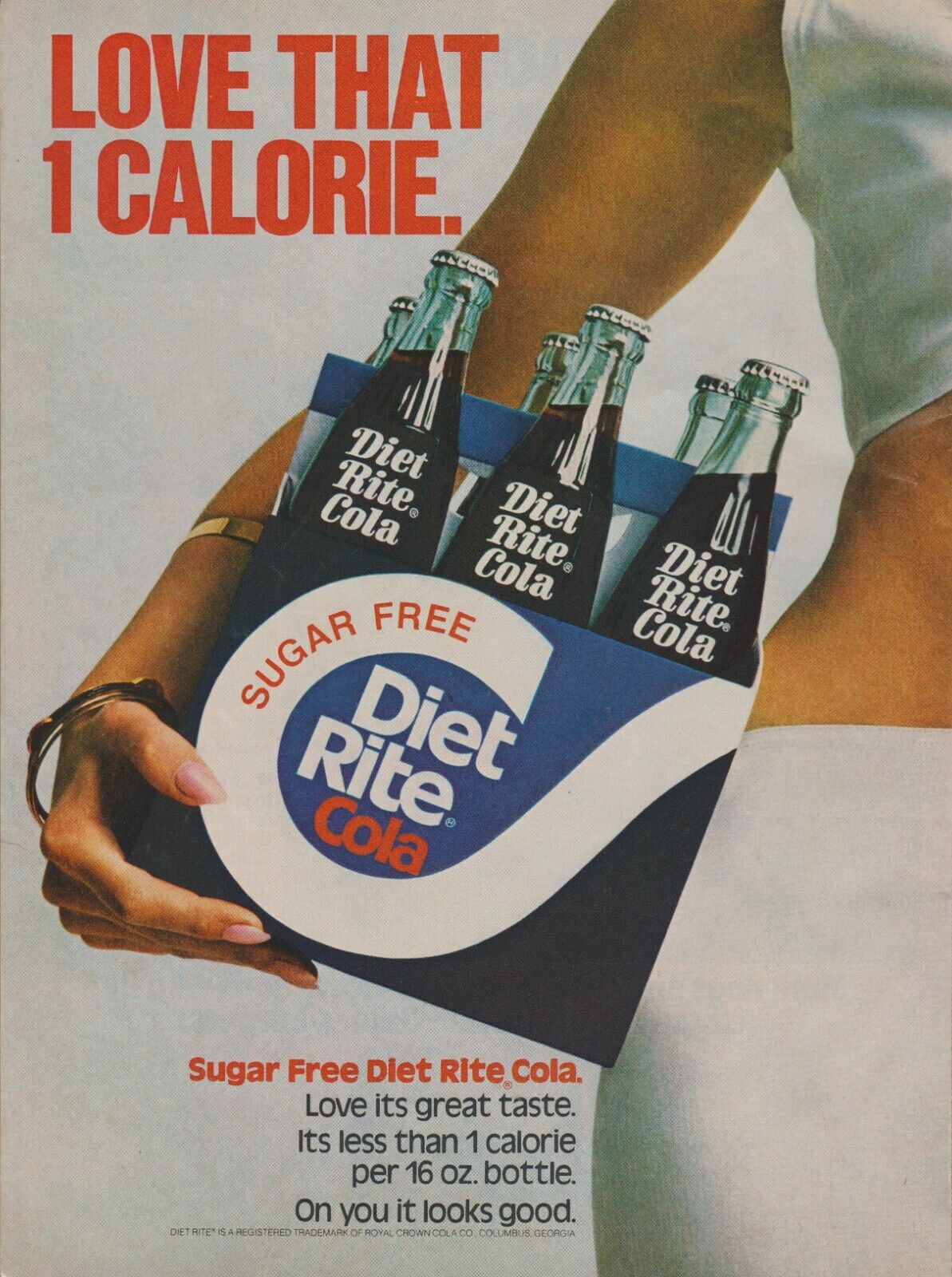 1974 Diet Rite Cola - Royal Crown Soda 6 Pack Girl -\