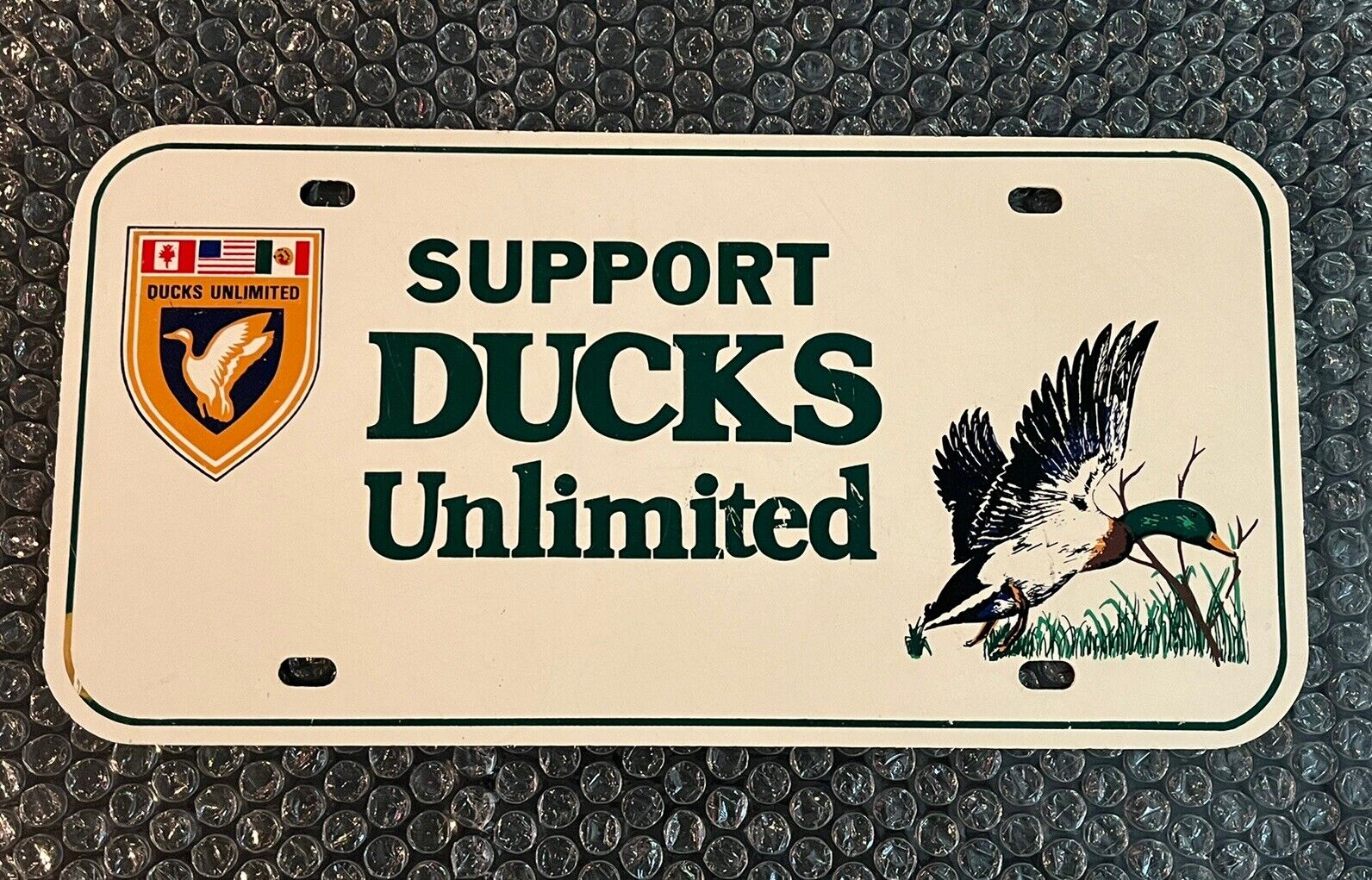 Vintage SUPPORT DUCKS UNLIMITED Booster Plate US Canada Mexico Hunt Nice Rare