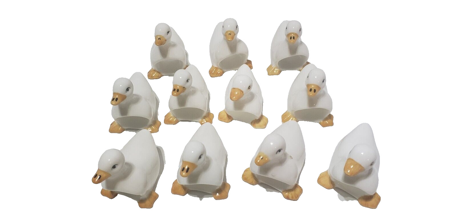 NWOB Set Of 11 Vintage Bone China Duck Napkin Rings - Cute Duck Army