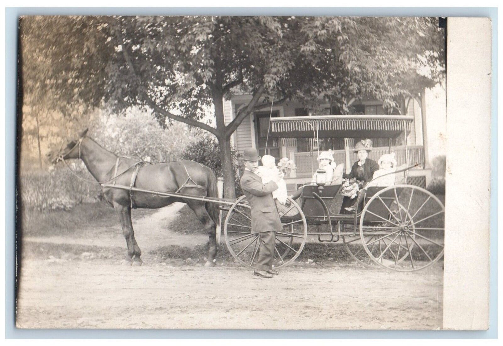 c1910\'s Mr. & Mrs. John St. German And Family Horse Carriage RPPC Photo Postcard