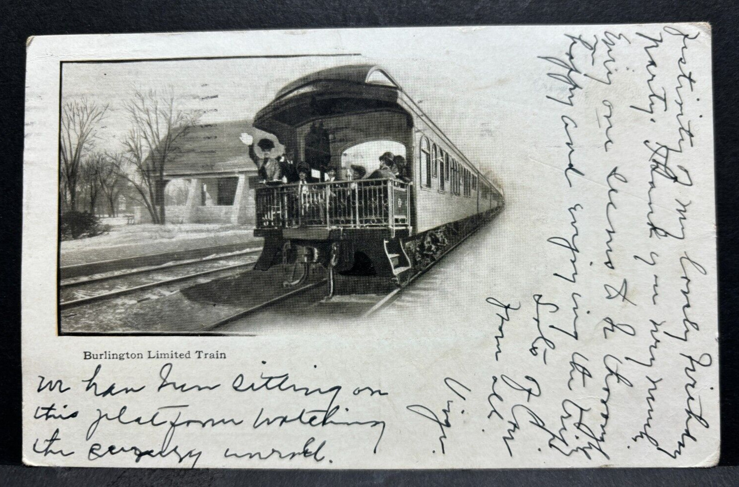 Postcard Train Transportation Burlington Limited Train 1908